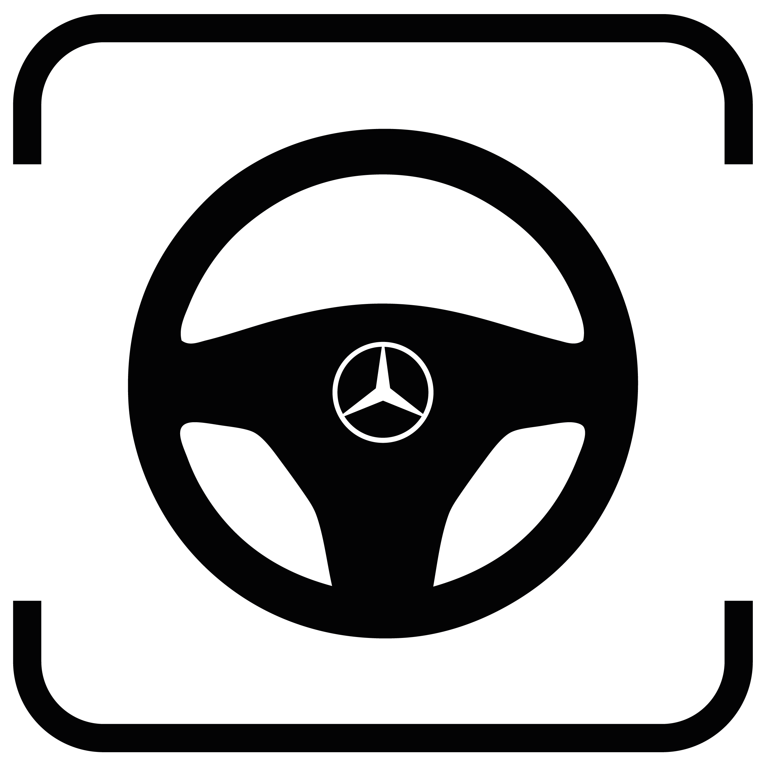Schwarzes Icon eines Mercedes-Benz Lenkrads